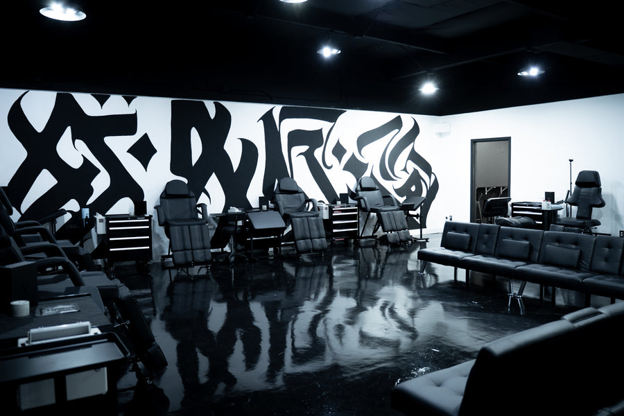 Tattoo stations inside the Tagz Tattoo studio